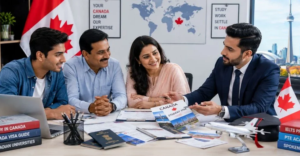 Professional Canada visa consultant in Ahmedabad guiding Indian students and families for Canada student visa and visitor visa applications.